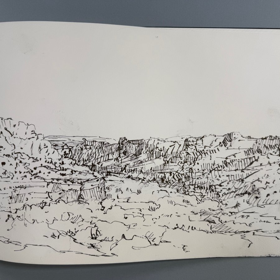 View in Escalante, ink, 14 x 17 inches, copyright 2023