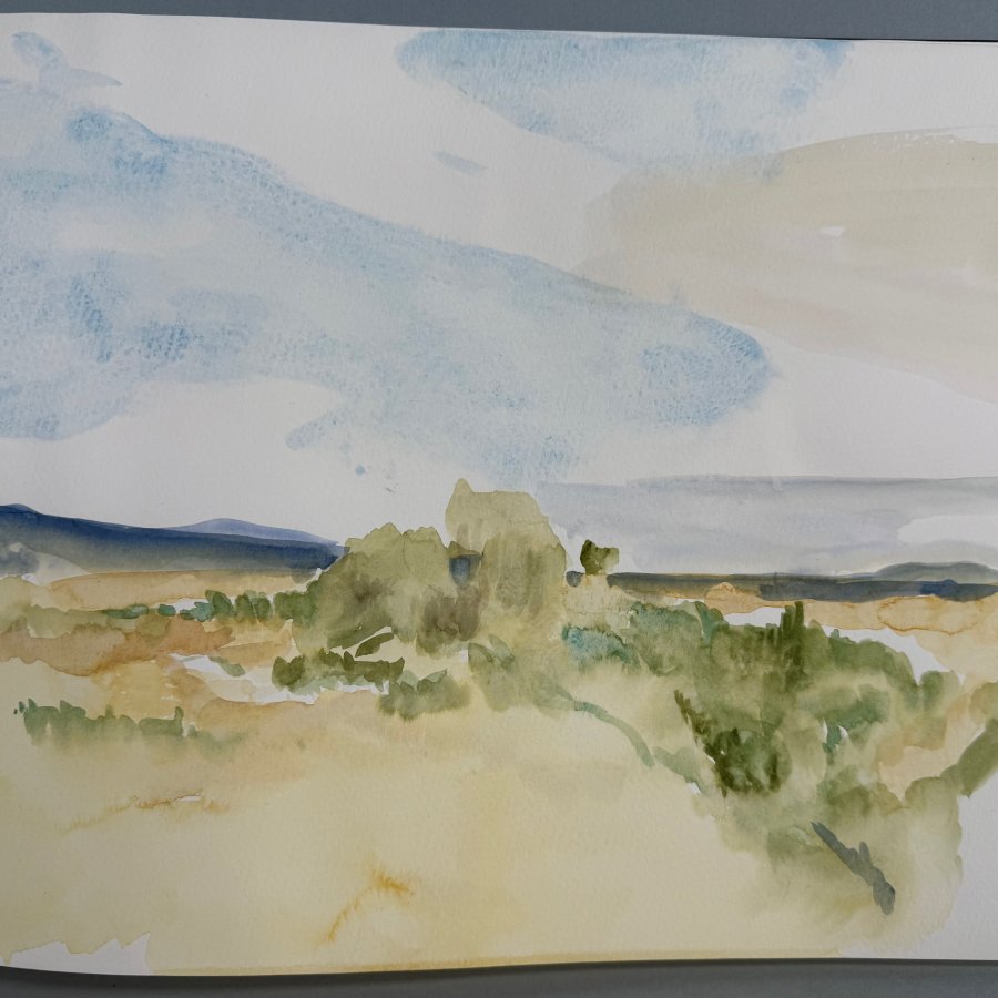 Storm near San Luis, watercolor, copyright 2023