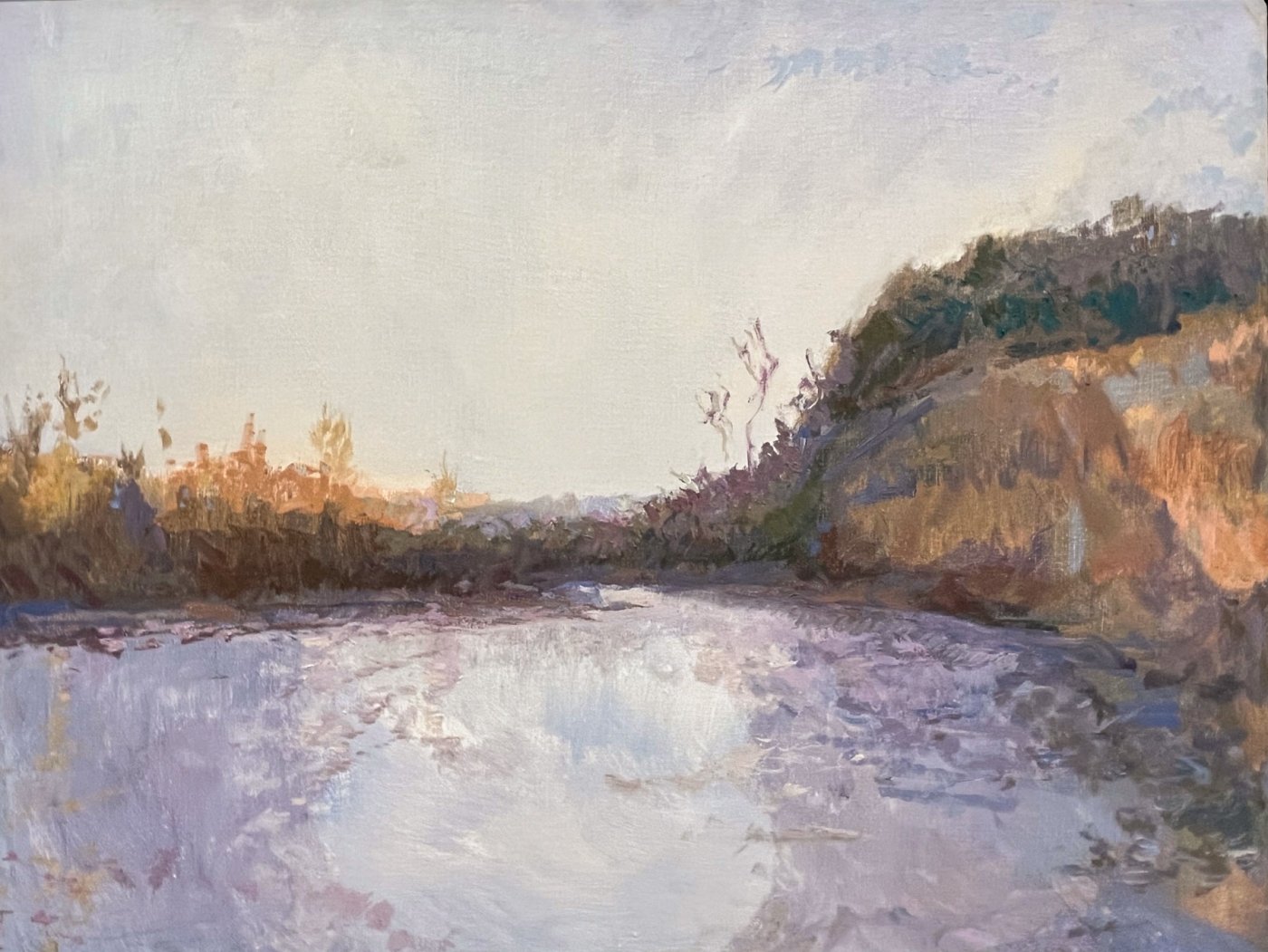 Lower Elwha, Fall morning, oil on canvas, 22 x 28 inches, copyright 2024 